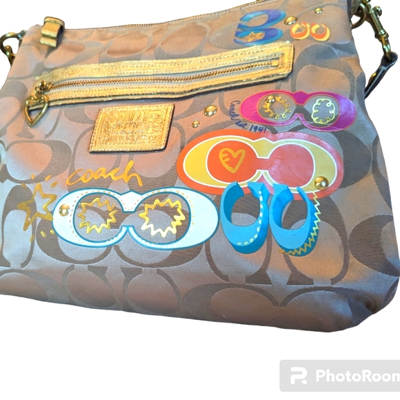 RARE COACH Y2K POPPY KHAKI DAISY POP C APPLIQUE HOBO shoulder/crossbody - Picture 8 of 16